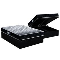 Cama Box Baú Queen: Colchão Espuma Probel D33 / EP ProDormir Advanced Tech1500 + Base CRC Suede Preto(158x198)