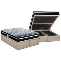 Cama Box Baú Queen: Colchão Espuma Probel D33 / EP ProDormir Advanced Tech1500 Plus + Base CRC Suede Clean(158x198)