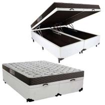 Cama Box Baú Queen Colchão Mola Bonnel Belos Sonhos + Box Sintético 69x158x198 Preto
