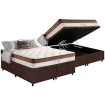 Cama Box Baú Queen: Colchão Molas Anjos King Best Superlastic + Base CRC Courano Brown(158x198) Cama Box Baú Queen: Colchão Molas Anjos King Best Superlastic + Base CRC Courano Brown(158x198)