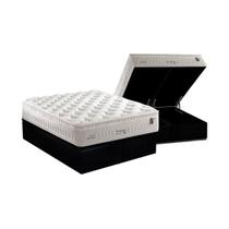 Cama Box Baú Queen: Colchão Molas Anjos MasterPocket Ensacadas Impressione + Base CRC Suede Black(158x198) Cama Box Baú Queen: Colchão Molas Anjos MasterPocket Ensacadas Impressione + Base CRC Suede Black(158x198)