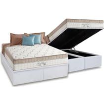 Cama Box Baú Queen: Colchão Molas Anjos Superlastic King Best + Base CRC Courano White(158x198) Cama Box Baú Queen: Colchão Molas Anjos Superlastic King Best + Base CRC Courano White(158x198)