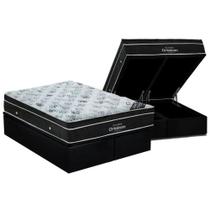 Cama Box Baú Queen: Colchão Molas Bonnel Ortobom Nanolastic Exclusive + Base Courano Black(158x198)