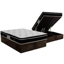 Cama Box Baú Queen: Colchão Molas Bonnel Ortobom Nanolastic Physical + Base CRC Suede Brown(158x198) Cama Box Baú Queen: Colchão Molas Bonnel Ortobom Nanolastic Physical + Base CRC Suede Brown(158x198)