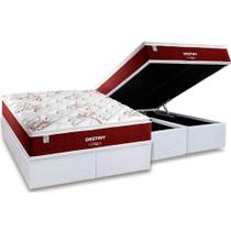 Cama Box Baú Queen: Colchão Molas Bonnel Plumatex Superlastic Destiny + Base CRC Courano White (158x198)