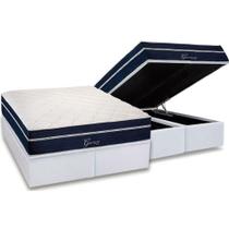 Cama Box Baú Queen: Colchão Molas Bonnel Polar Ensacadas Garnet + Base CRC Courano White (158x198) Cama Box Baú Queen: Colchão Molas Bonnel Polar Ensacadas Garnet + Base CRC Courano White (158x198)