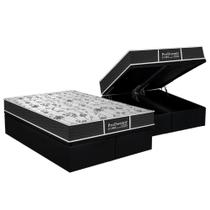 Cama Box Baú Queen: Colchão Molas Bonnel Probel Prolastic ProDormir Sleep + Base CRC Courano Black(158x198)