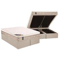 Cama Box Baú Queen: Colchão Molas Castor Bonnel Premium Tecnopedic + Base CRC Suede Clean(158x198)