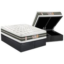 Cama Box Baú Queen: Colchão Molas Castor Bonnel Silver Star Air Double Face + Base CRC Suede Gray(158x198)