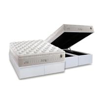 Cama Box Baú Queen: Colchão Molas Ensacadas Anjos MasterPocket Impressione Visco Látex + Base CRC Courano White(158x198)