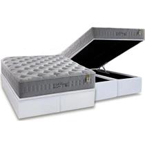 Cama Box Baú Queen: Colchão Molas Ensacadas Anjos MasterPocket Soft Dream + Base CRC Courano White(158x198)