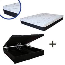 Cama Box Baú Queen Colchão Molas Ensacadas+Box BipartidoBege Cama Box Baú Queen Colchão Molas Ensacadas+Box BipartidoBege