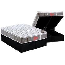 Cama Box Baú Queen: Colchão Molas Ensacadas Castor Pocket Light Stress Oxygen New + Base CRC Courano Black(158x198)