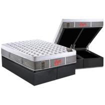 Cama Box Baú Queen: Colchão Molas Ensacadas Castor Pocket Light Stress Oxygen New Plush + Base CRC Suede Gray(158x198)