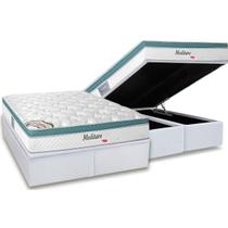 Cama Box Baú Queen: Colchão Molas Ensacadas Herval MasterPocket Meditare + Base CRC Courano White(158x198)