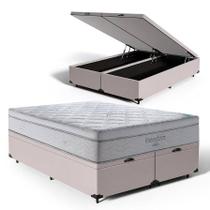 Cama Box Baú Queen Colchão Molas Ensacadas Ortobom SuperPocket Freedom Visco Com Base Phys Camu