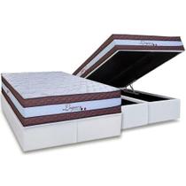 Cama Box Baú Queen: Colchão Molas Ensacadas Paropas Legacy White + Base CRC Linhão White (158x198)