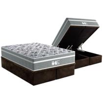 Cama Box Baú Queen: Colchão Molas Ensacadas Probel MasterPocket ProDormir Evolution + Base CRC Suede Brown(158x198) Cama Box Baú Queen: Colchão Molas Ensacadas Probel MasterPocket ProDormir Evolution + Base CRC Suede Brown(158x198)