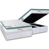 Cama Box Baú Queen: Colchão Molas Herval MasterPocket Ensacadas Meditare + Base CRC Courano White(158x198)