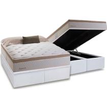 Cama Box Baú Queen: Colchão Molas Herval MasterPocket Inspiracion + Base CRC Courano White(158x198) Cama Box Baú Queen: Colchão Molas Herval MasterPocket Inspiracion + Base CRC Courano White(158x198)