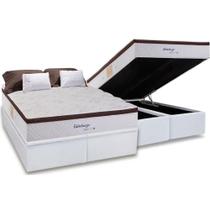 Cama Box Baú Queen: Colchão Molas Herval Maxspring Edimburgo + Base CRC Courano White(158x198)