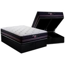 Cama Box Baú Queen: Colchão Molas Herval Maxspring Málaga + Base CRC Suede Black(158x198)