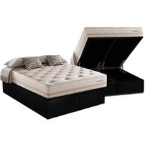 Cama Box Baú Queen: Colchão Molas Herval Maxspring Scotland + Base CRC Suede Black(158x198)