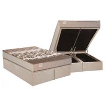 Cama Box Baú Queen: Colchão Molas Kappesberg MasterPocket Ensacadas Essencial Bronze + Base CRC Suede Clean(158x198)