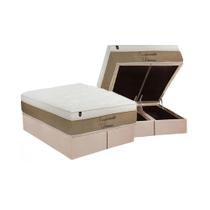 Cama Box Baú Queen: Colchão Molas Luckspuma MasterPocket Ensacadas Comfortable Dream + Base CRC Suede Clean(158x198)