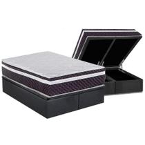 Cama Box Baú Queen: Colchão Molas MasterPocket Ensacadas Herval C1789 + Base CRC Suede Gray (158x198)