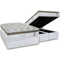 Cama Box Baú Queen: Colchão Molas MasterPocket Ensacadas Herval Imperatore Eco Bamboo + Base CRC Linhão White (158x198) Cama Box Baú Queen: Colchão Molas MasterPocket Ensacadas Herval Imperatore Eco Bamboo + Base CRC Linhão White (158x198)