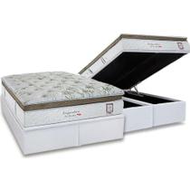 Cama Box Baú Queen: Colchão Molas MasterPocket Ensacadas Herval Imperatore Eco Bamboo + Base CRC Linhão White (158x198)