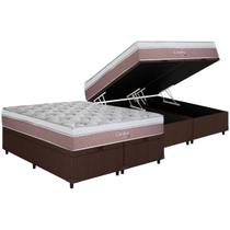 Cama Box Baú Queen: Colchão Molas MasterPocket Ensacadas Herval Maxspring Coimbra + Base CRC Courano Brown (158x198) Cama Box Baú Queen: Colchão Molas MasterPocket Ensacadas Herval Maxspring Coimbra + Base CRC Courano Brown (158x198)