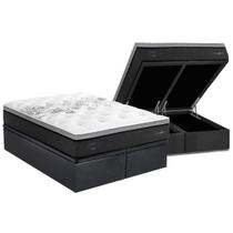 Cama Box Baú Queen: Colchão Molas MasterPocket Ensacadas Herval Partenon C1629 + Base CRC Suede Gray (158x198x33)