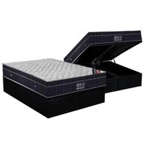 Cama Box Baú Queen: Colchão Molas Ortobom Nanolastic Airtech Progressive + Base CRC Suede Black(158x198) Cama Box Baú Queen: Colchão Molas Ortobom Nanolastic Airtech Progressive + Base CRC Suede Black(158x198)