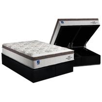 Cama Box Baú Queen: Colchão Molas Plumatex MasterPocket Ensacadas Personalle + Base CRC Suede Black(158x198)
