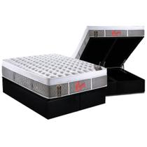 Cama Box Baú Queen: Colchão Molas Pocket Ensacadas Castor Light Stress Oxygen New Plush + Base CRC Courano Black(158x198) Cama Box Baú Queen: Colchão Molas Pocket Ensacadas Castor Light Stress Oxygen New Plush + Base CRC Courano Black(158x198)
