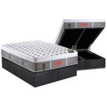Cama Box Baú Queen: Colchão Molas Pocket Ensacadas Castor Light Stress Oxygen New Plush + Base CRC Suede Gray (158x198)