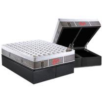 Cama Box Baú Queen: Colchão Molas Pocket Ensacadas Castor Light Stress Oxygen New Plush Visco + Base CRC Suede Gray(158x198)