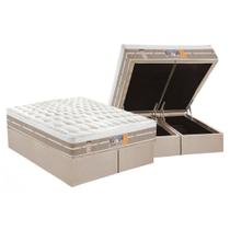 Cama Box Baú Queen: Colchão Molas Pocket Ensacadas Castor Silver Star Air One Face + Base CRC Suede Clean(158x198)