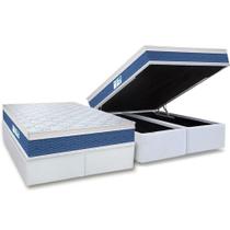Cama Box Baú Queen: Colchão Molas Probel Prolastic ProDormir Blue + Base CRC Courano White(158x198)