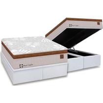 Cama Box Baú Queen: Colchão Molas Sealy Posturepedic Royal Confort + Base CRC Courano Branco(158x198)