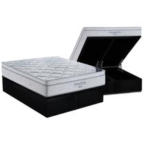 Cama Box Baú Queen: Colchão Molas SuperPocket Ensacadas Ortobom Freedom + Base CRC Suede Black (158x198)