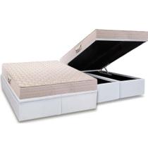 Cama Box Baú Queen: Colchão Ortopédico Herval AG65 Firme Fort + Base CRC Courano White(158x198)