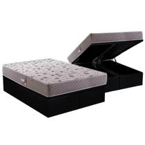 Cama Box Baú Queen: Colchão Ortopédico Herval D45 / AG65 Black Double Face + Base CRC Suede Black(158x198)