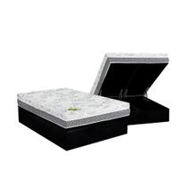 Cama Box Baú Queen: Colchão Ortopédico Luckspuma D33 / AG65 Aspen Super Firme + Base CRC Suede Black(158x198)