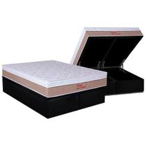 Cama Box Baú Queen: Colchão Ortopédico Orthoflex Foggia Premier + Base CRC Suede Black(158x198)