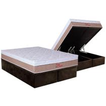 Cama Box Baú Queen: Colchão Ortopédico Orthoflex Foggia Premier + Base CRC Suede Brown(158x198) Cama Box Baú Queen: Colchão Ortopédico Orthoflex Foggia Premier + Base CRC Suede Brown(158x198)