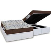 Cama Box Baú Queen: Colchão Ortopédico Ortobom D45 / EP ISO 150 Mega Firme + Base CRC Courano White(158x198) Cama Box Baú Queen: Colchão Ortopédico Ortobom D45 / EP ISO 150 Mega Firme + Base CRC Courano White(158x198)