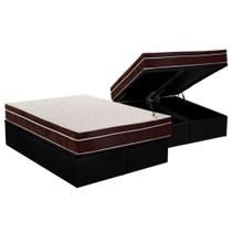 Cama Box Baú Queen: Colchão Ortopédico Ortobom Exclusive + Base CRC Courano Black(158x198)